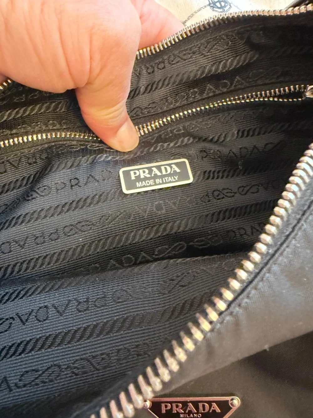 Prada Nylon Mini Hobo Shoulder Bag, Black
